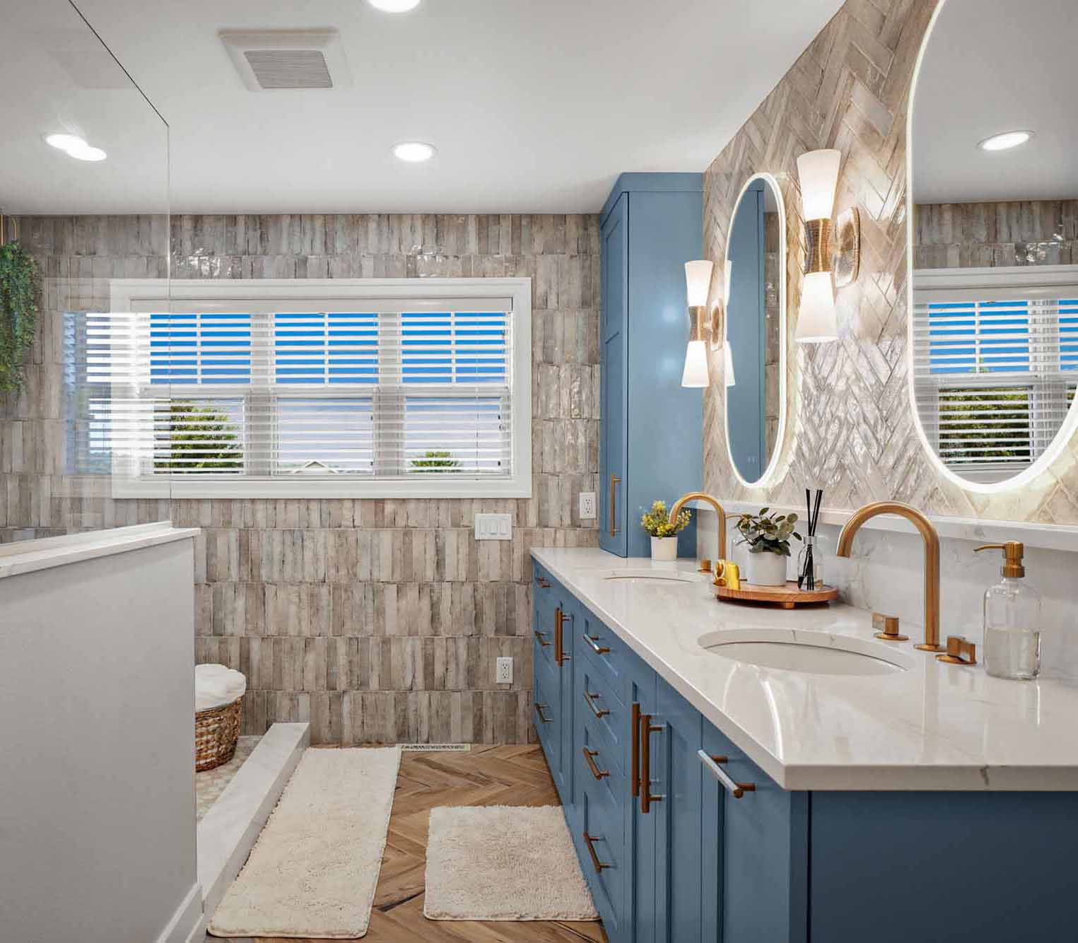 A primary suite was reimagined as a sanctuary of comfort and elegance, while the kids’ bath received a stylish refresh designed to grow with the family.