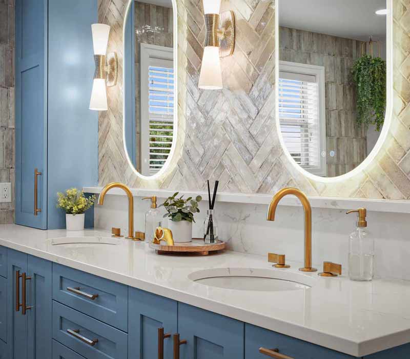 A primary suite was reimagined as a sanctuary of comfort and elegance, while the kids’ bath received a stylish refresh designed to grow with the family.