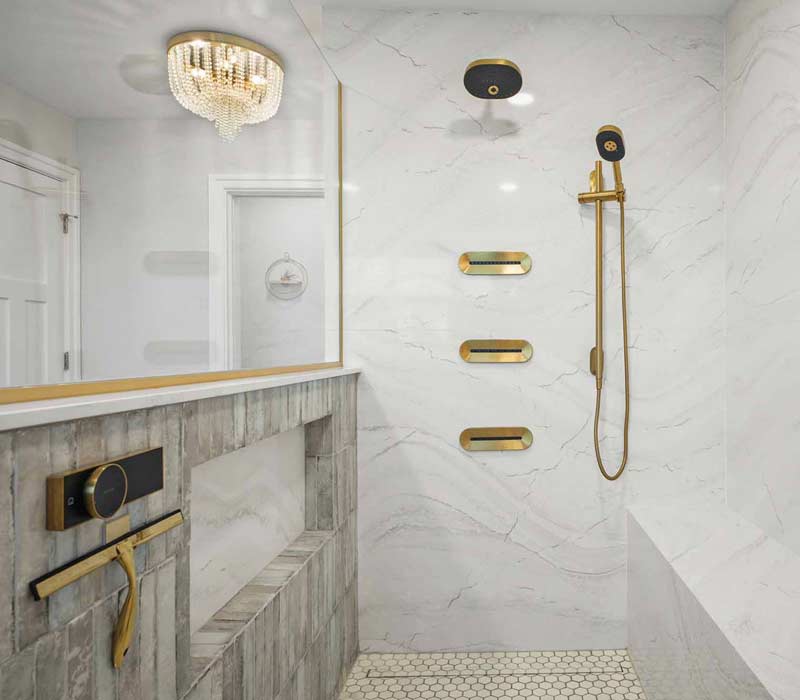 A primary suite was reimagined as a sanctuary of comfort and elegance, while the kids’ bath received a stylish refresh designed to grow with the family.