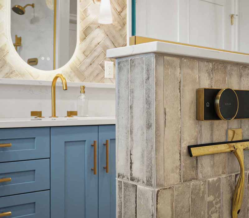 A primary suite was reimagined as a sanctuary of comfort and elegance, while the kids’ bath received a stylish refresh designed to grow with the family.