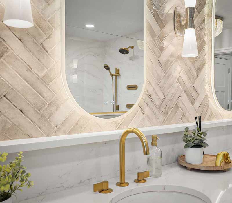 A primary suite was reimagined as a sanctuary of comfort and elegance, while the kids’ bath received a stylish refresh designed to grow with the family.