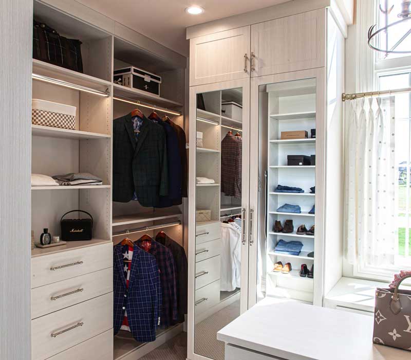 Set within a newly built home, this closet was designed as a luxurious retreat.