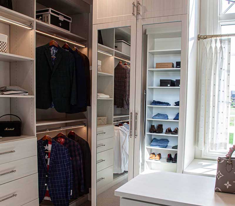 Set within a newly built home, this closet was designed as a luxurious retreat.