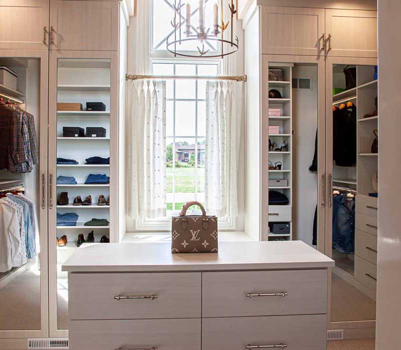 Set within a newly built home, this closet was designed as a luxurious retreat.