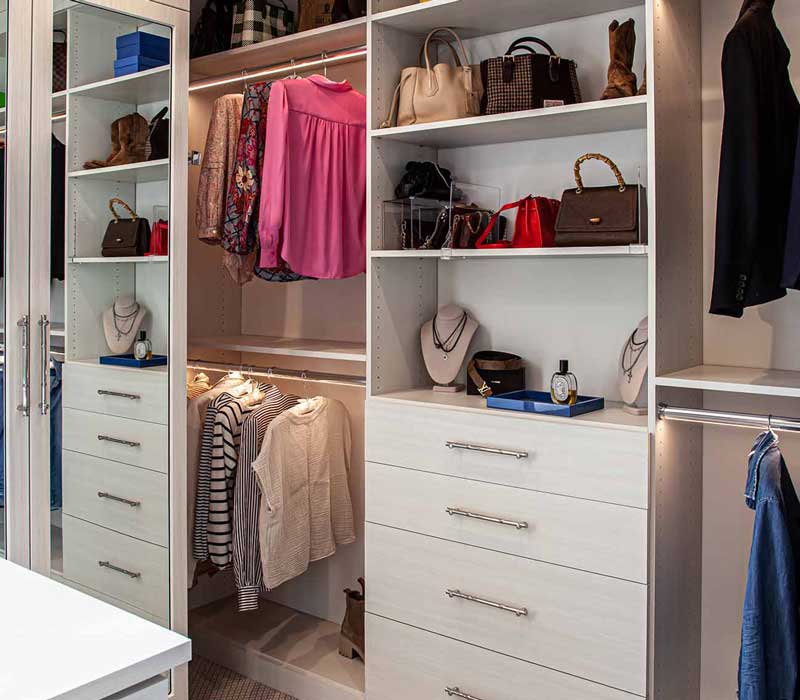 Set within a newly built home, this closet was designed as a luxurious retreat.