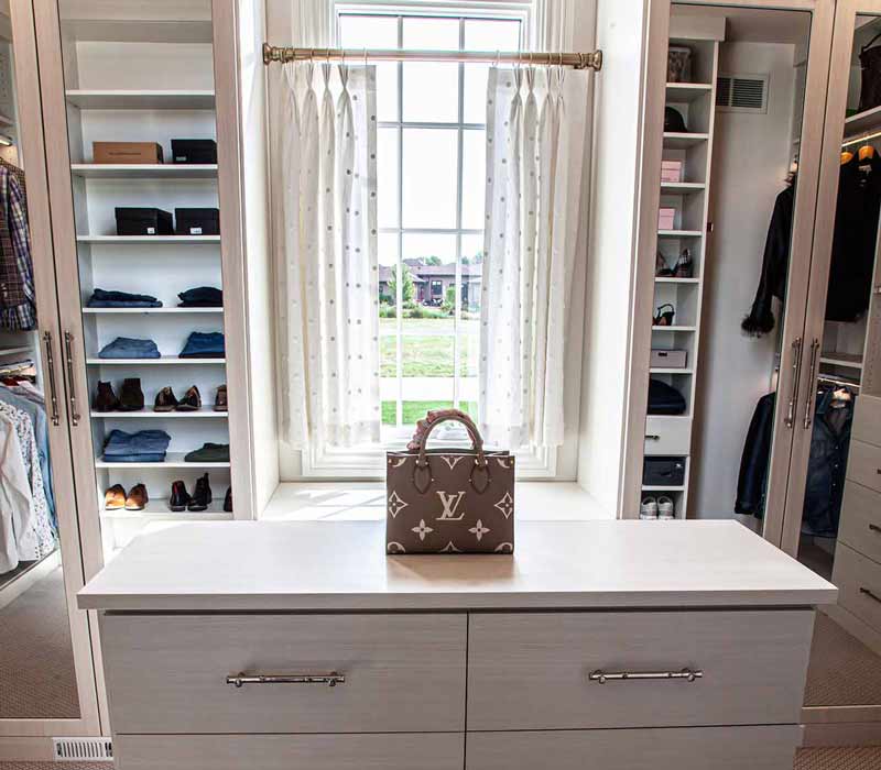 Set within a newly built home, this closet was designed as a luxurious retreat.