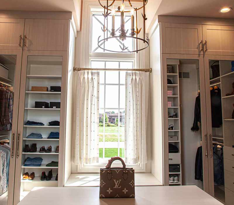 Set within a newly built home, this closet was designed as a luxurious retreat.