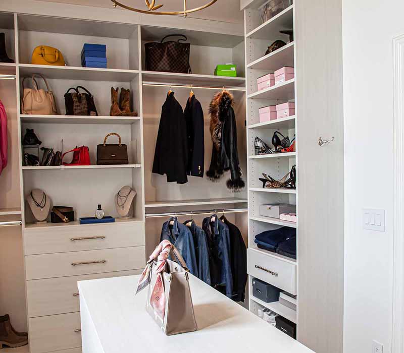 Set within a newly built home, this closet was designed as a luxurious retreat.