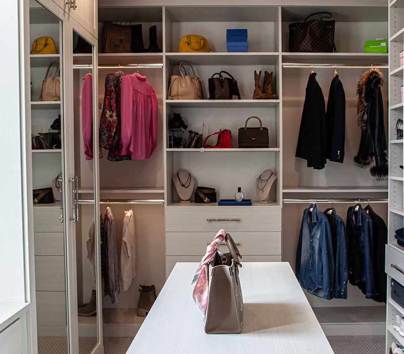 Set within a newly built home, this closet was designed as a luxurious retreat.