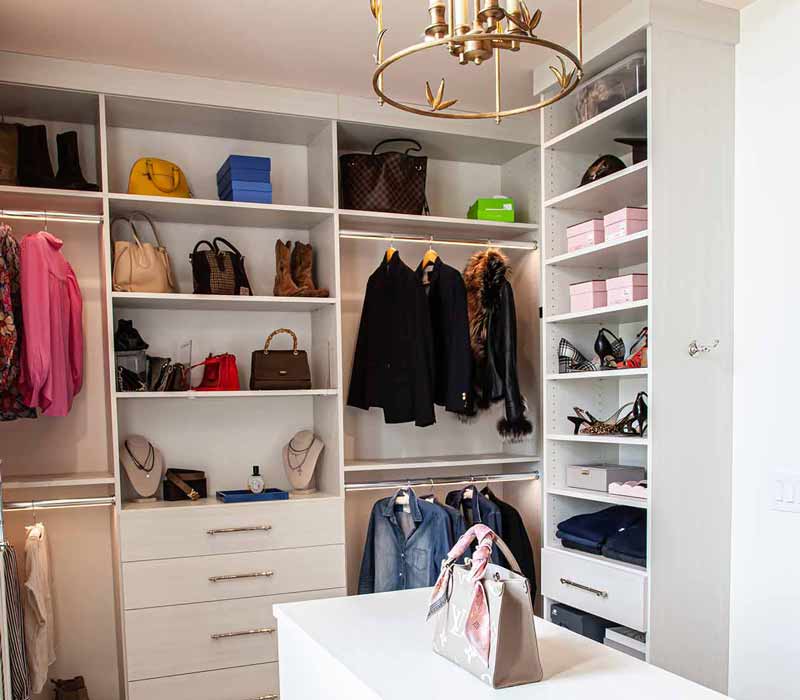 Set within a newly built home, this closet was designed as a luxurious retreat.