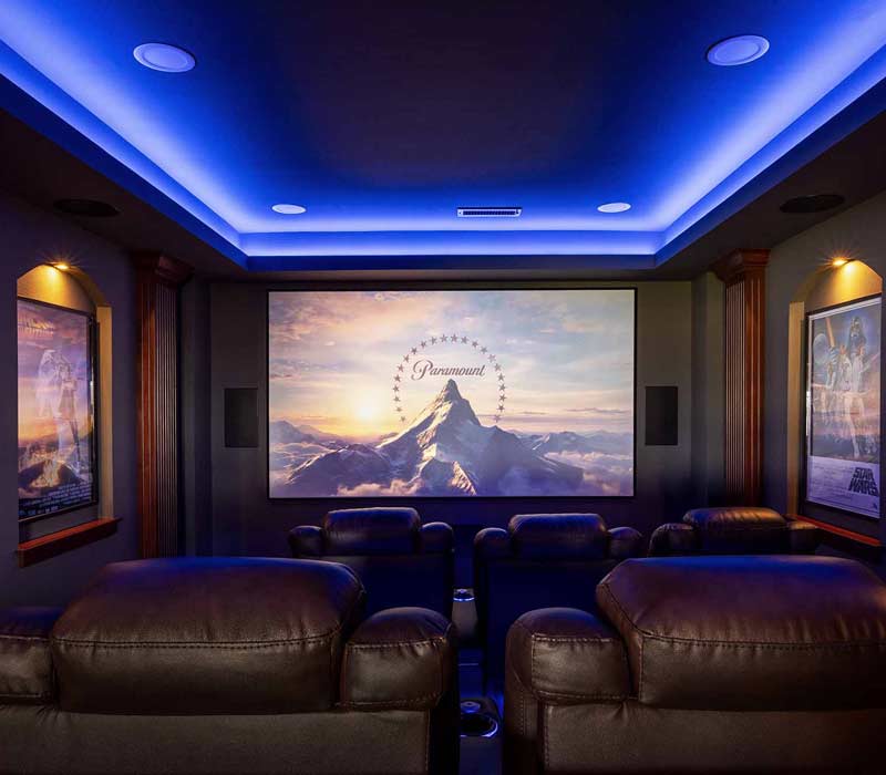 We transformed this basement into a luxurious retreat complete with a theater room, family room, bar, and game room. The remodel employs a traditional style and elevates everyday living.