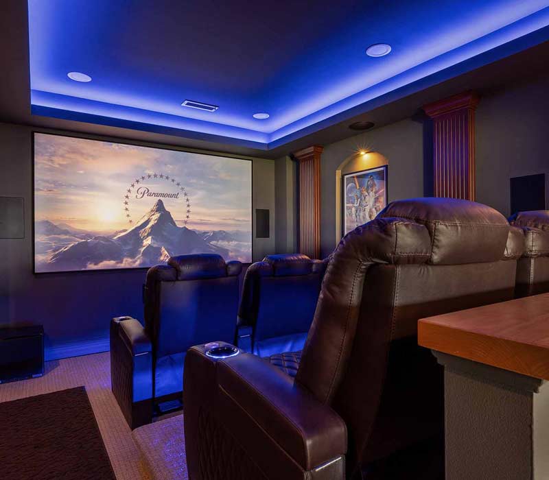 We transformed this basement into a luxurious retreat complete with a theater room, family room, bar, and game room. The remodel employs a traditional style and elevates everyday living.