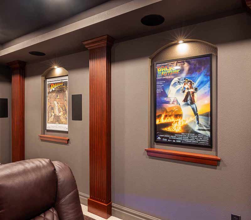 We transformed this basement into a luxurious retreat complete with a theater room, family room, bar, and game room. The remodel employs a traditional style and elevates everyday living.