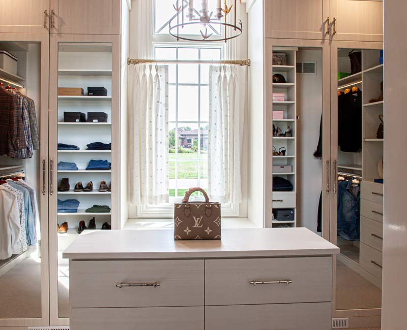 Set within a newly built home, this closet was designed as a luxurious retreat.
