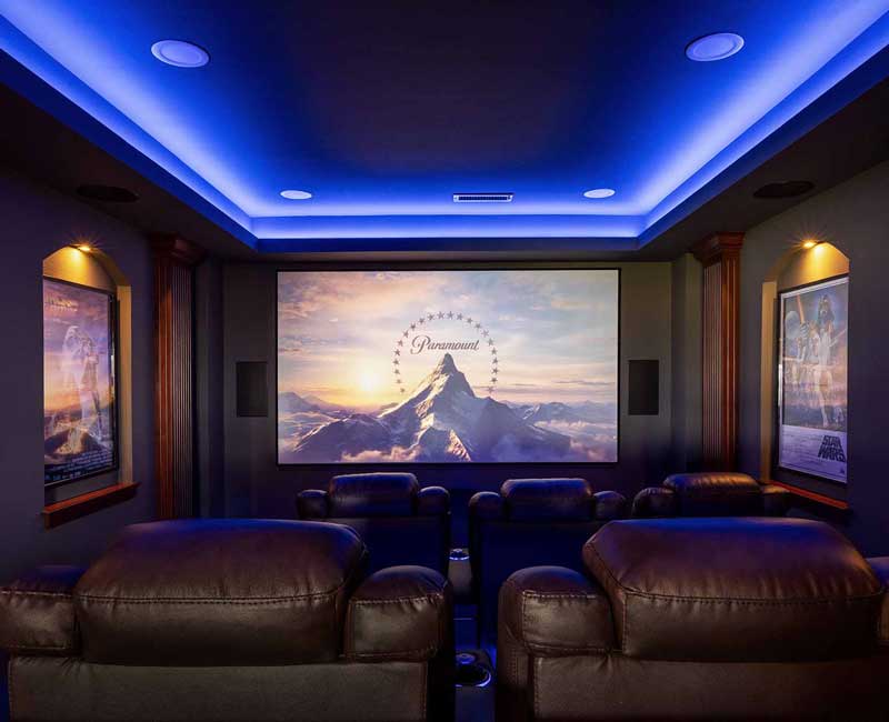 We transformed this basement into a luxurious retreat complete with a theater room, family room, bar, and game room. The remodel employs a traditional style and elevates everyday living.